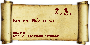Korpos Mónika névjegykártya